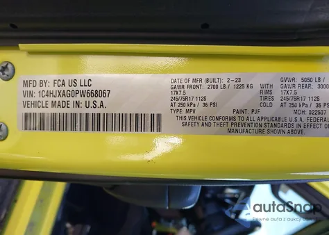 2023 Jeep Wrangler 2-Door Sport 4X4 z USA, uszkodzony, nr VIN 1C4HJXAG0PW668067